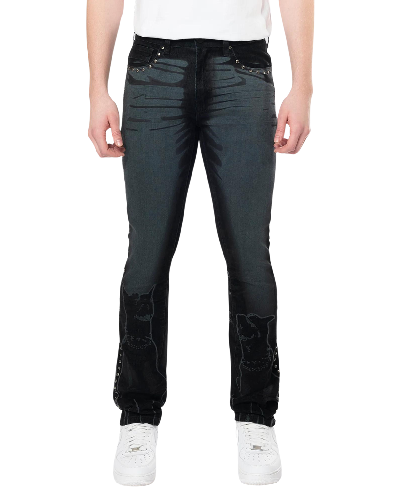 Mens Slim Fit Flocked Jeans