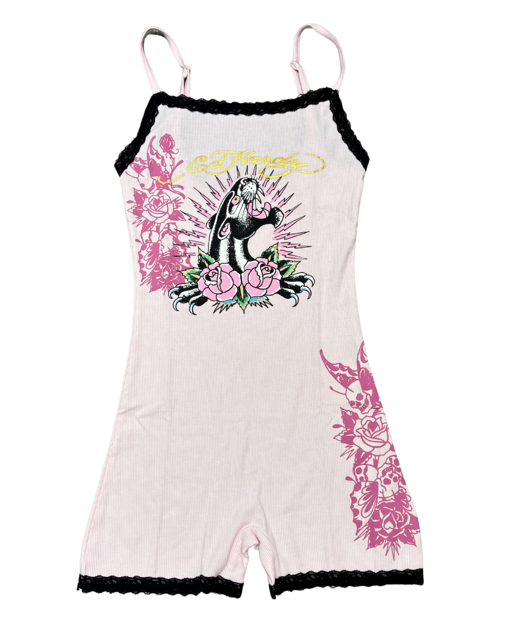 Womens Panther Roses Romper