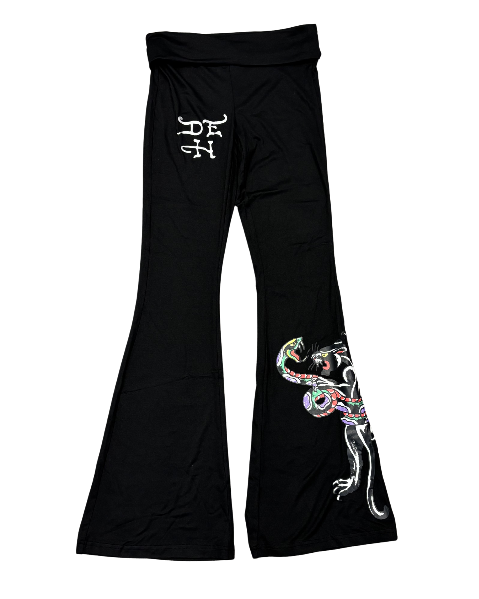 Womens Panther Snake Fold Over Yoga Pant