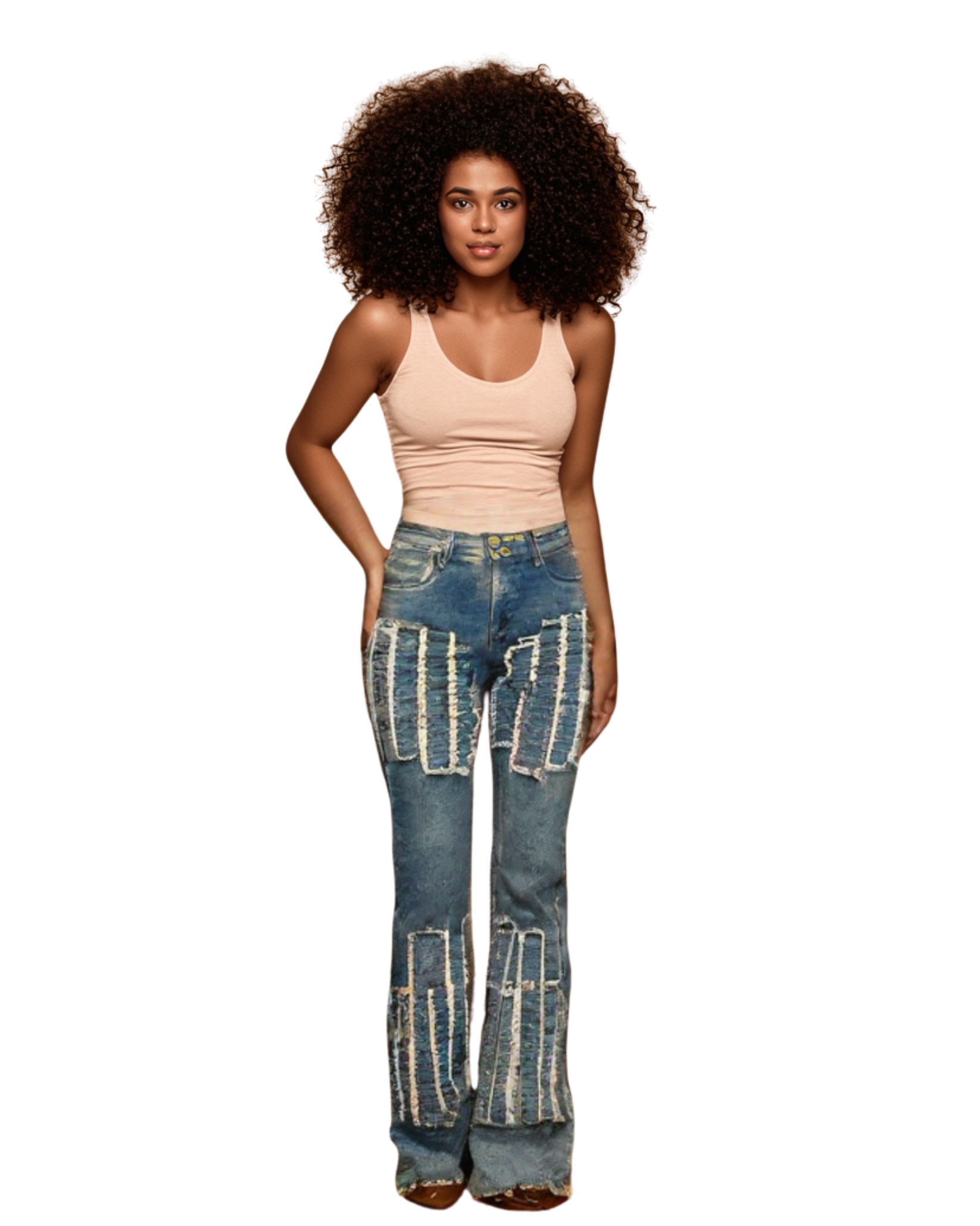 Womens Layered Luxe Stacked Jean