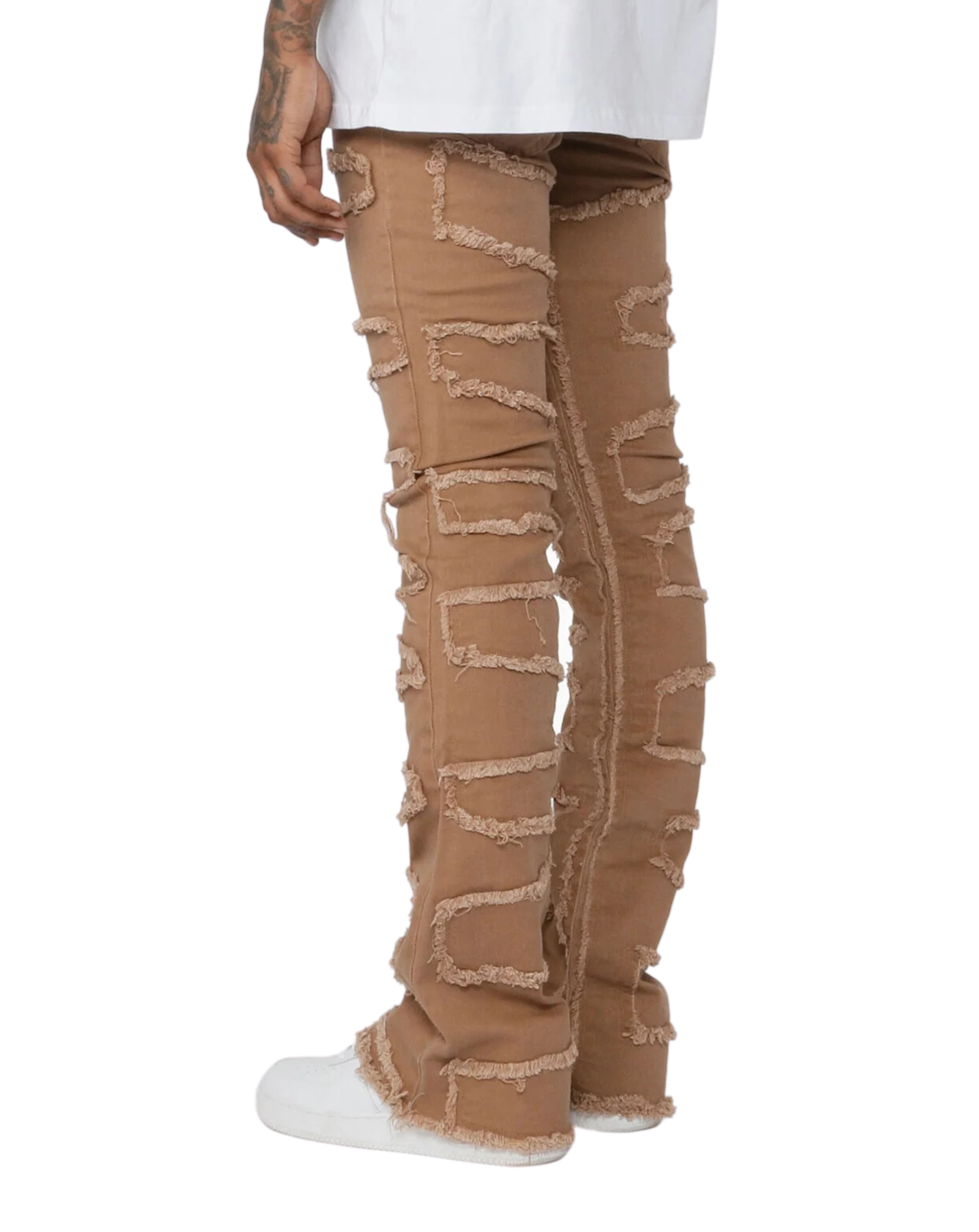 Mens Shaked Flare Stacked Jeans