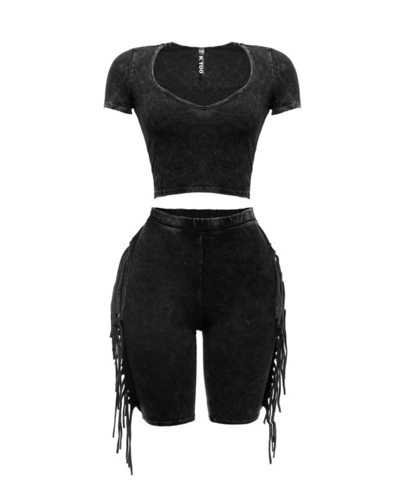 Womens Fringe Biker Set
