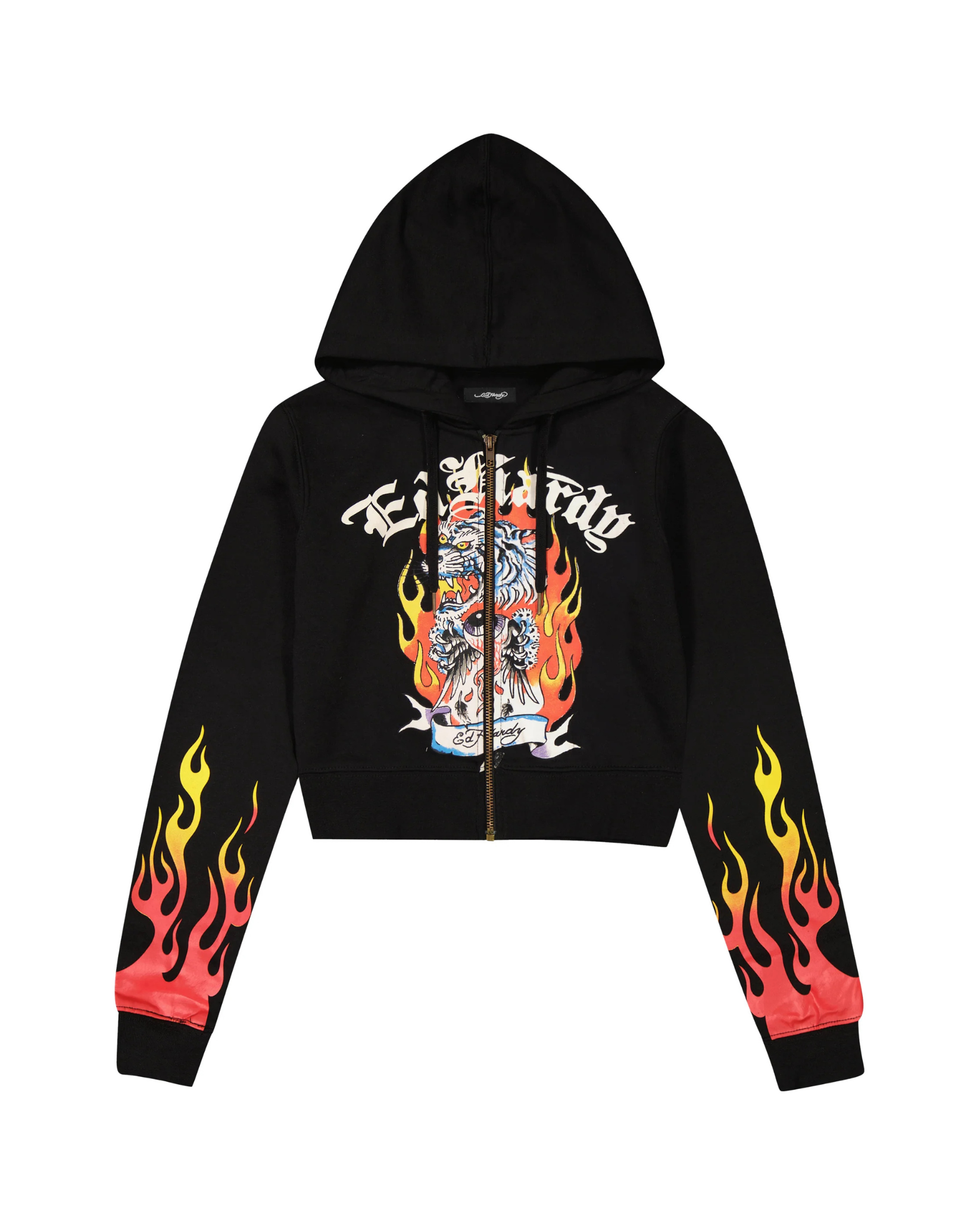 Womens Tiger Flame Zip Front Hoodie
