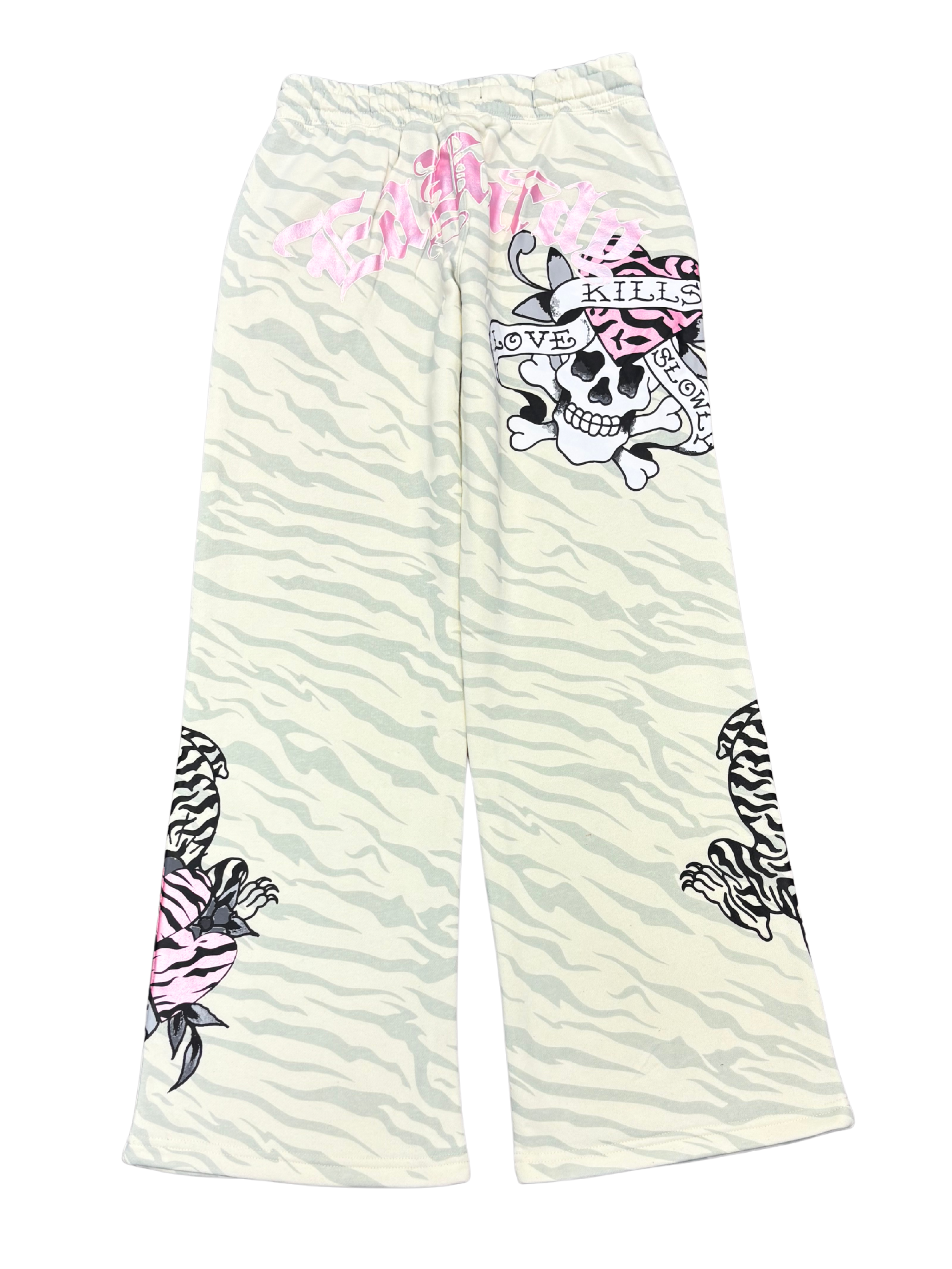 Womens Zebra Skull Sweatpant