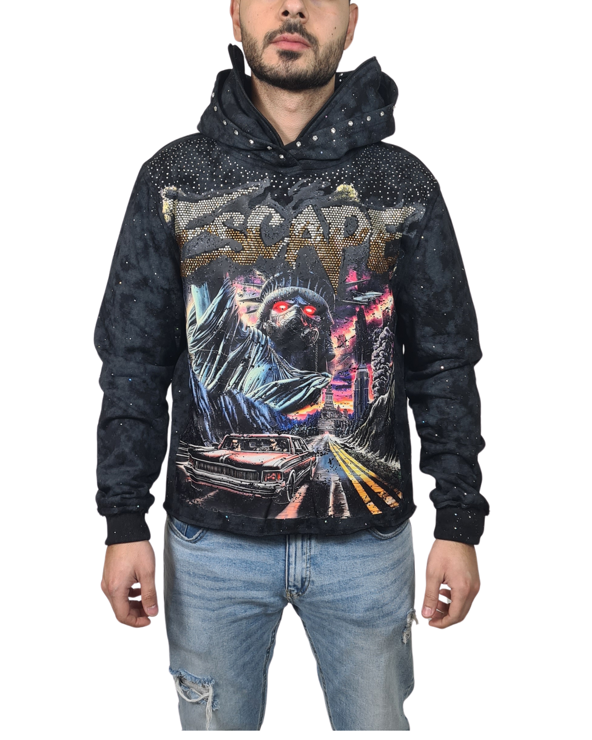 Mens Escape Rhinestone Hoodie
