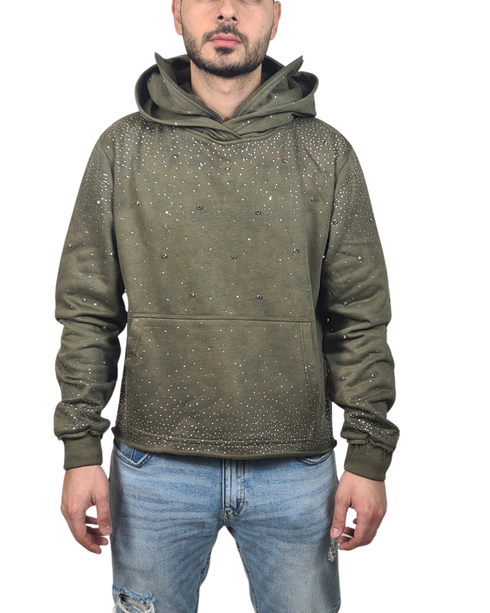 Mens Rhinestone Hoodie 1427