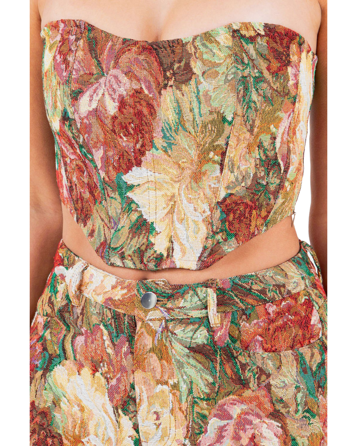 Womens Floral Printed Corset Top