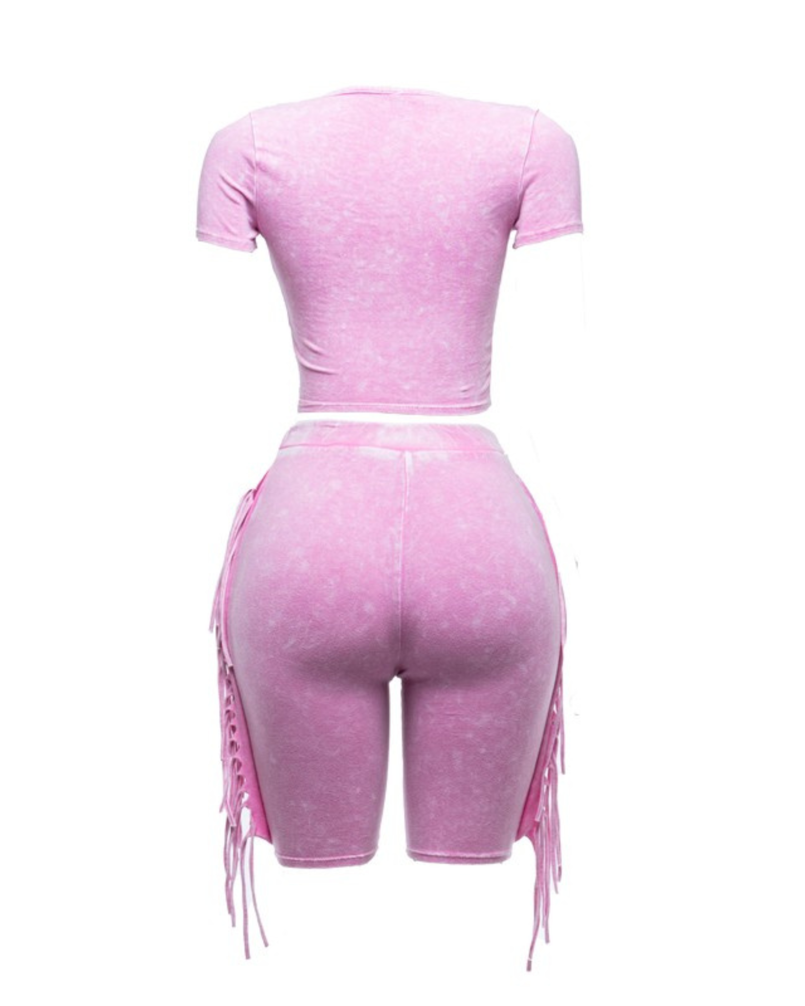 Womens Fringe Biker Set