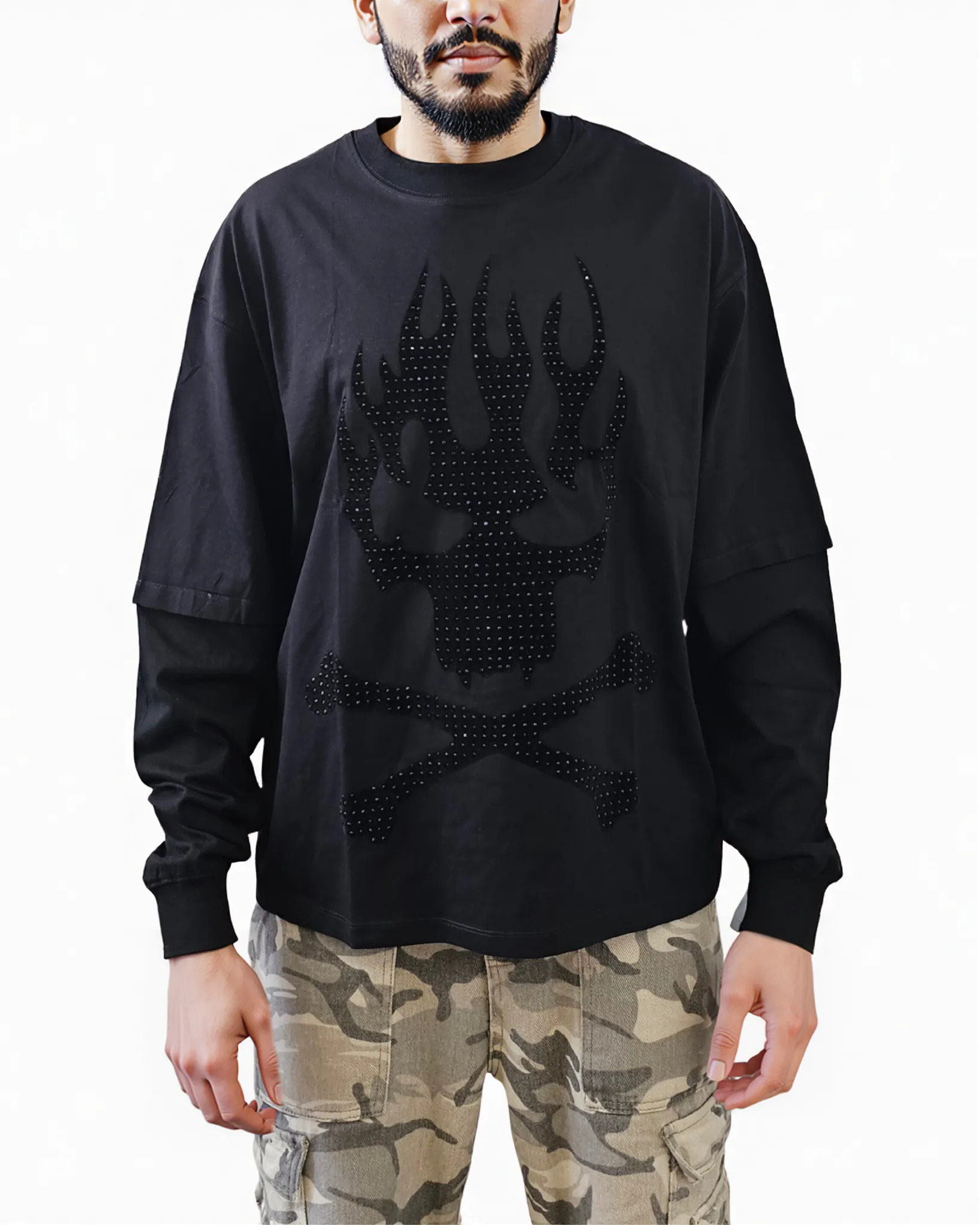 Mens Fire Danger Emoji Full sleeve Shirt