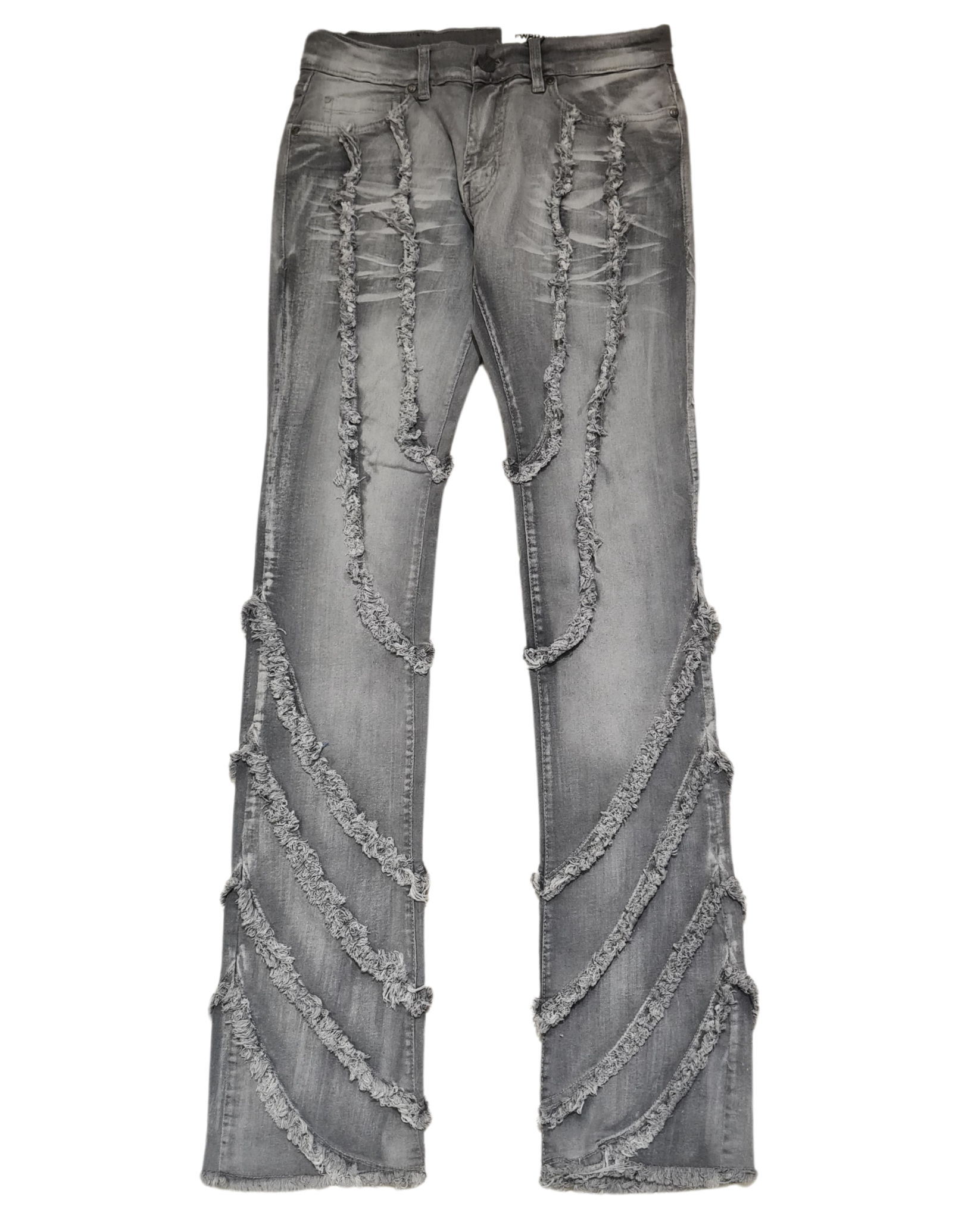 Mens Wavy Patchwork Stacked Jeans 330090