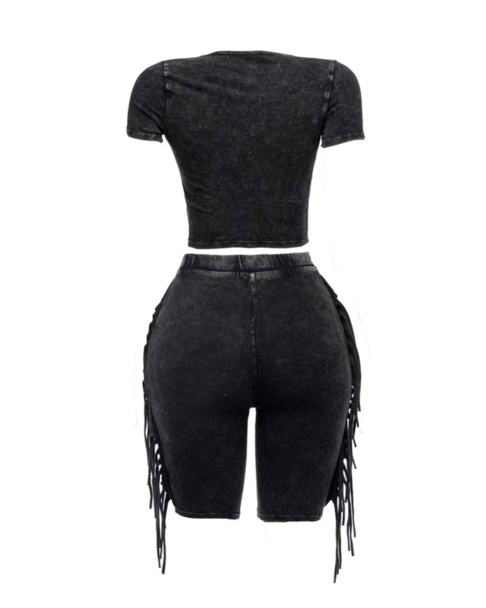 Womens Fringe Biker Set