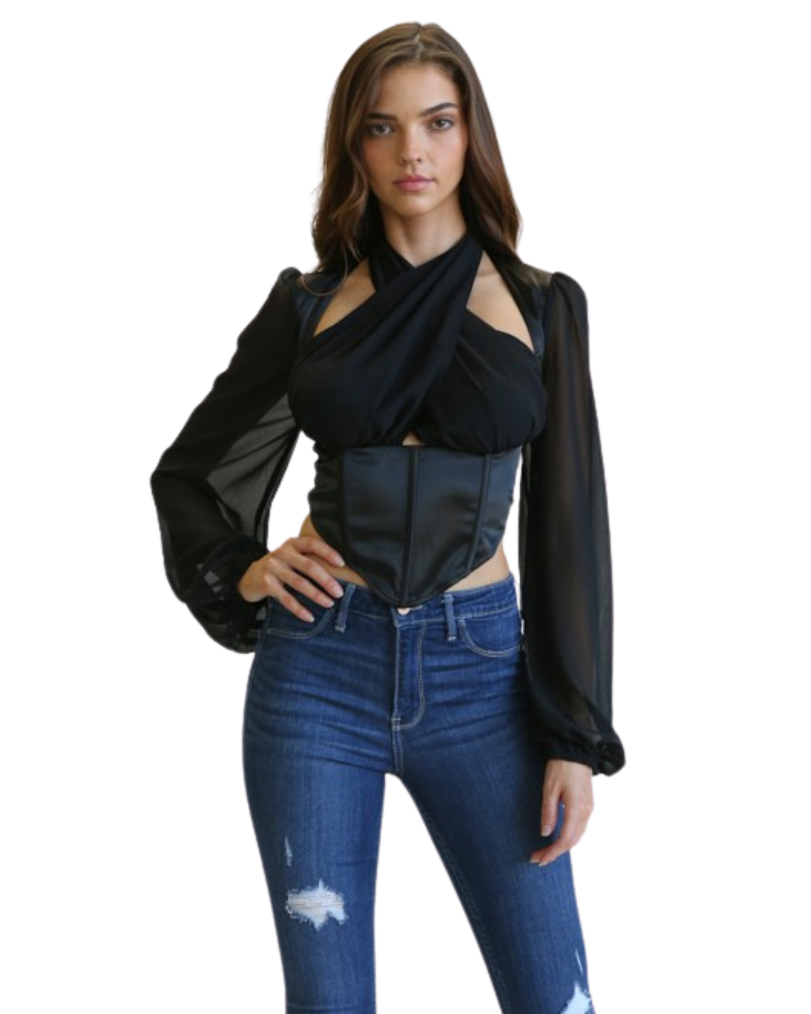 Womens Cross Over Crop Top