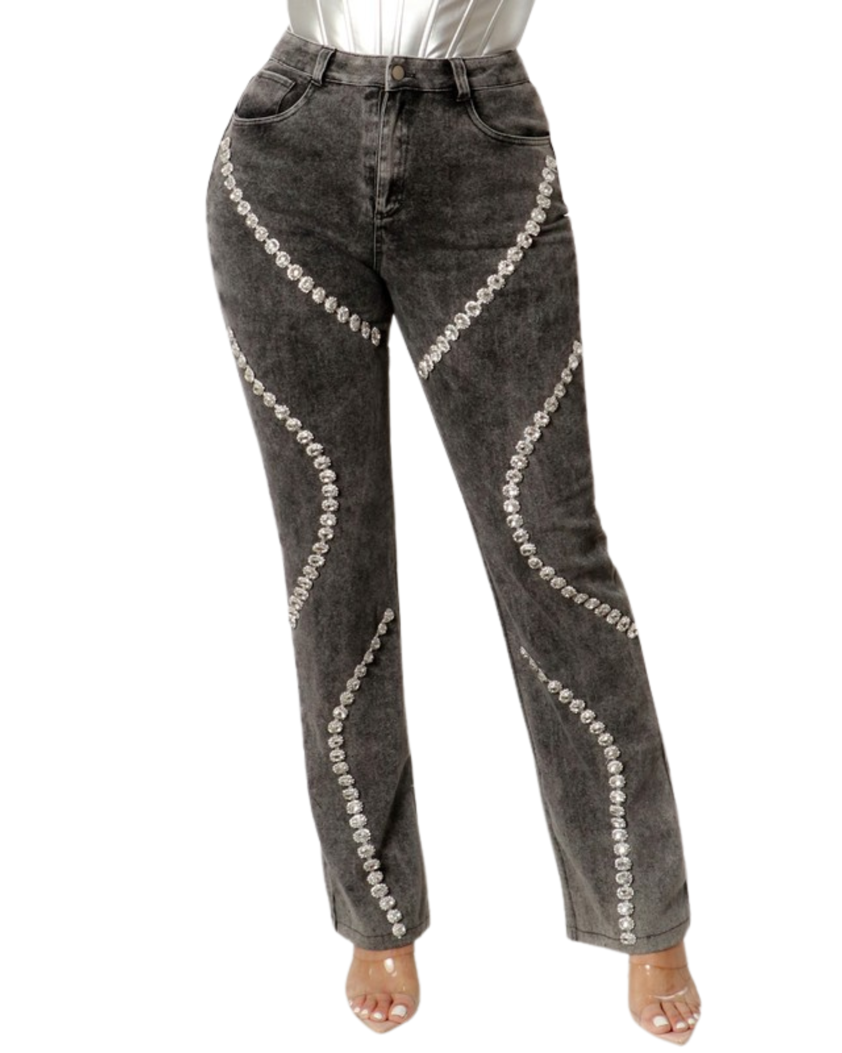 Womens Rhinestone Crafted Denim Jean