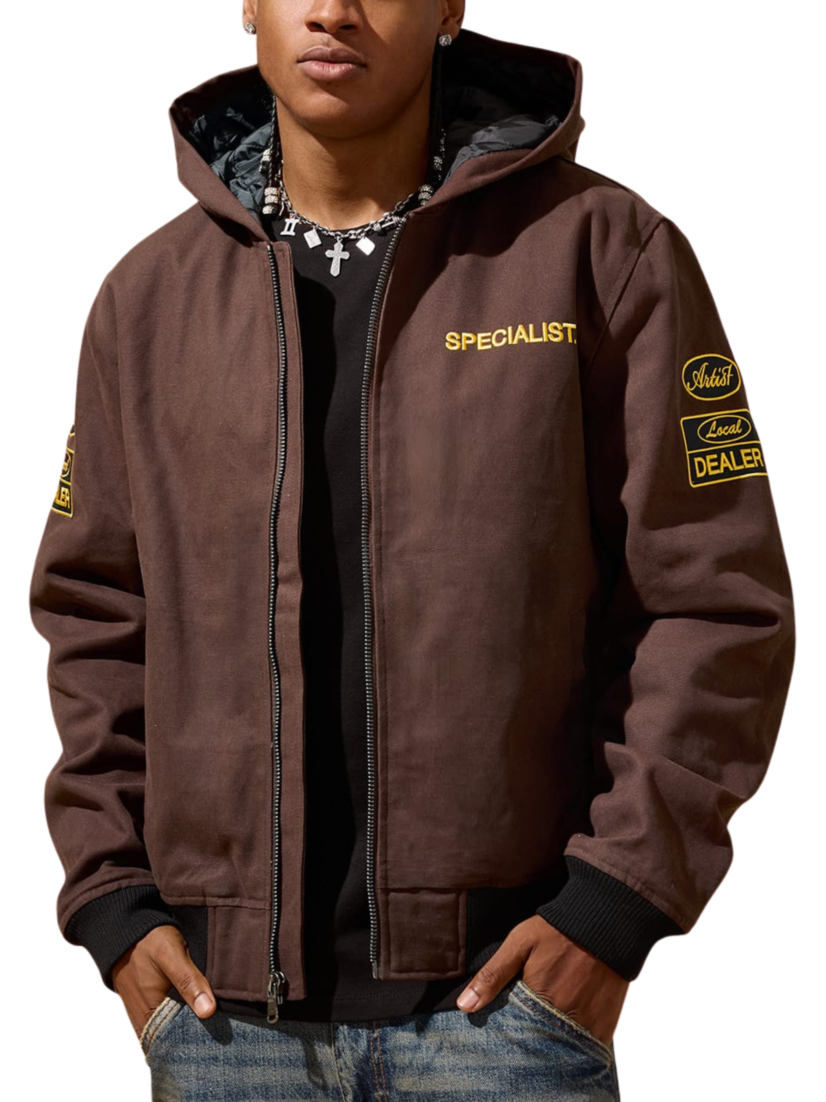 Mens Nylon Striped Zip Jacket