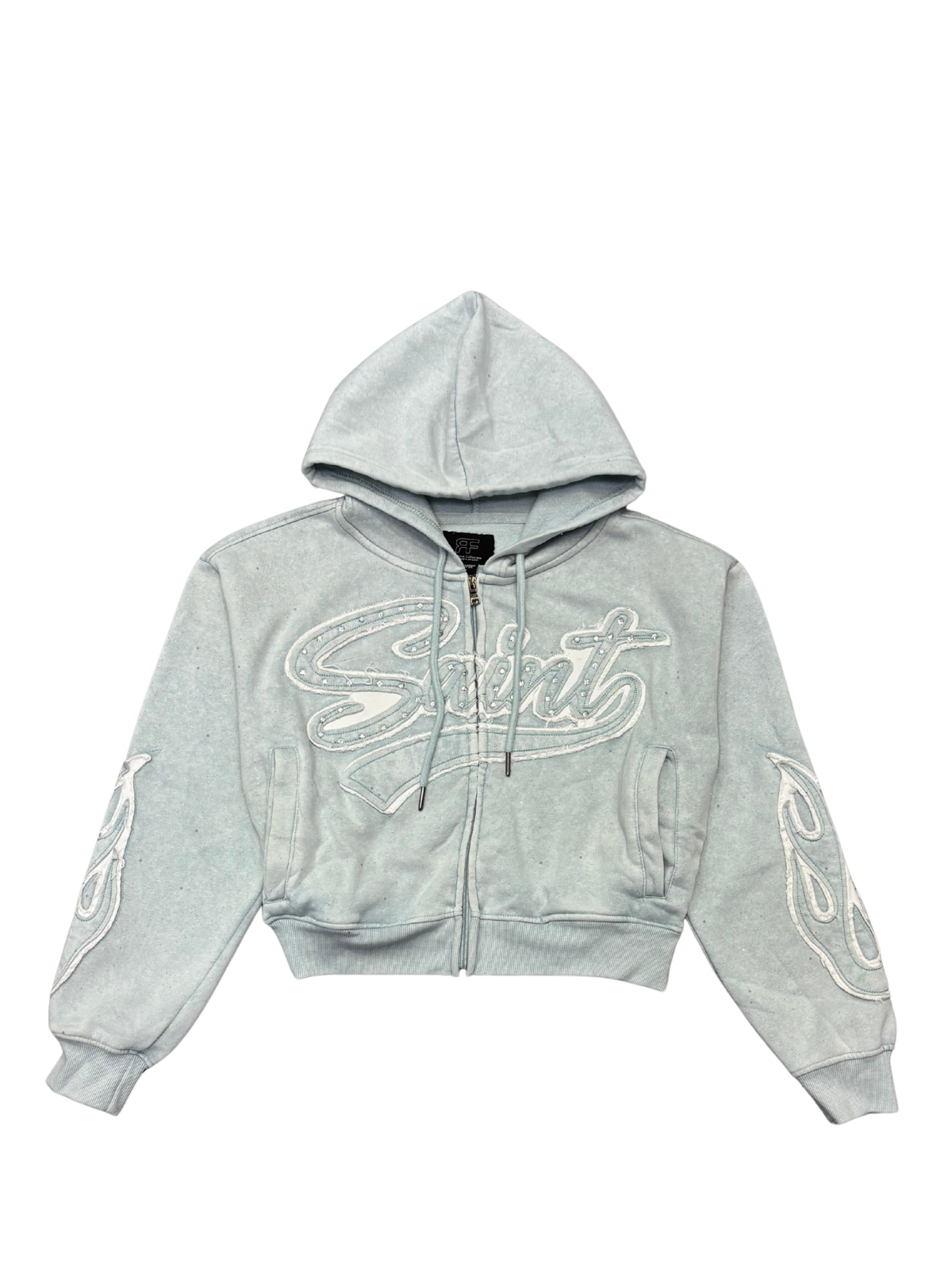 Womens Saint Rhinestone Zipper Hoodie