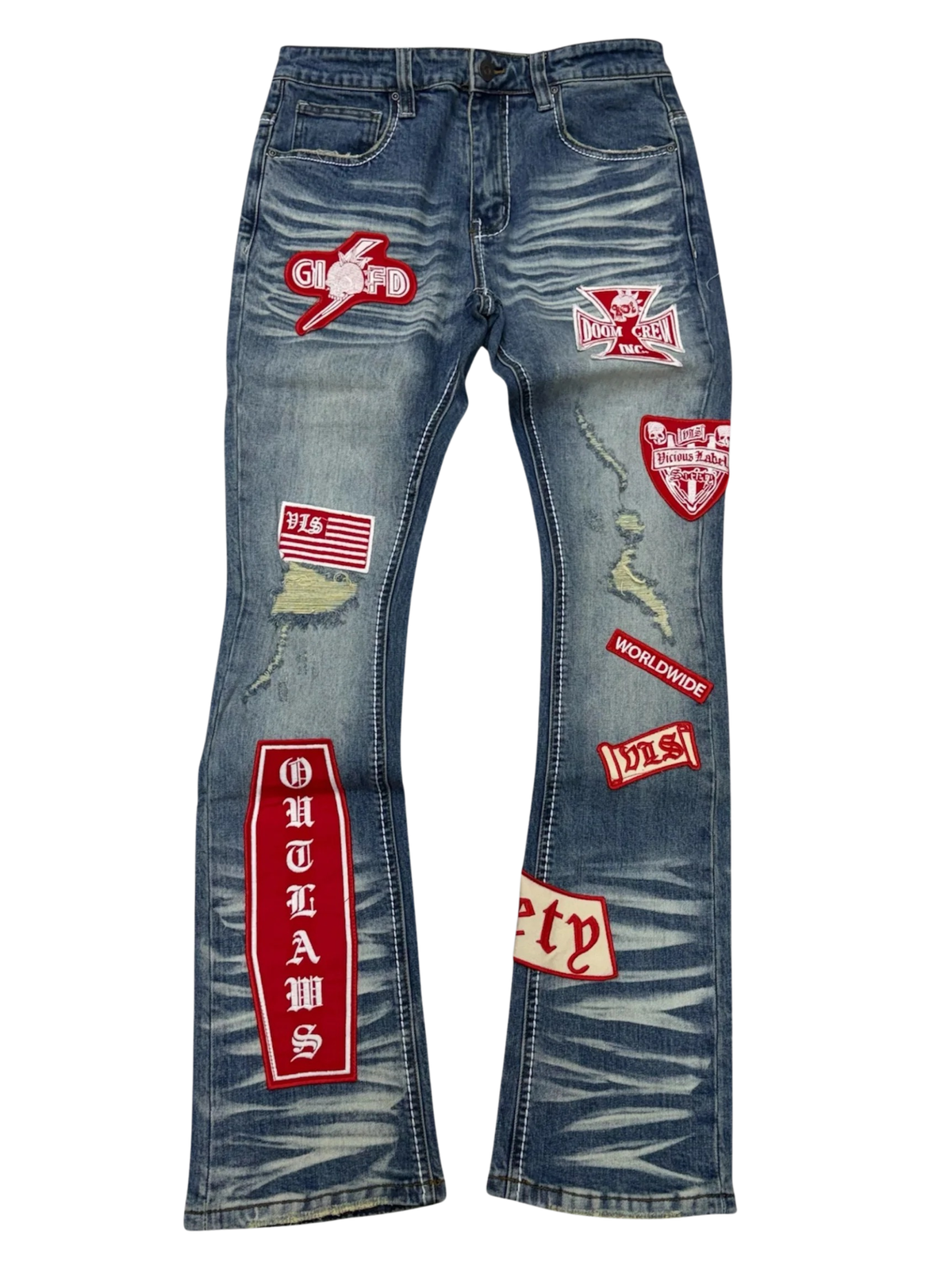 Mens Patched Flare Jean VC1219