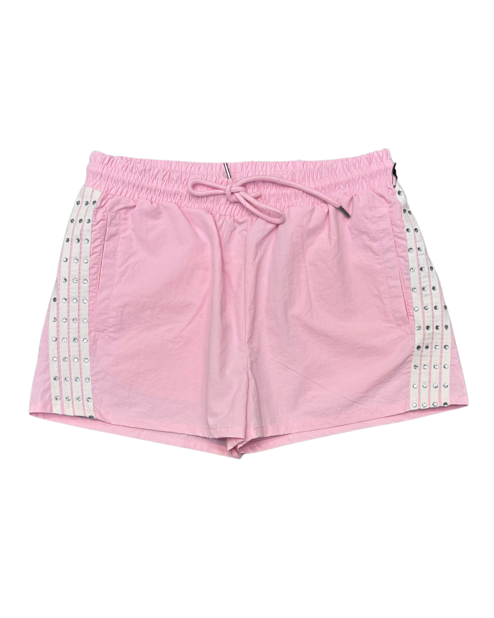 Womens Rhinestone Stripe Shorts