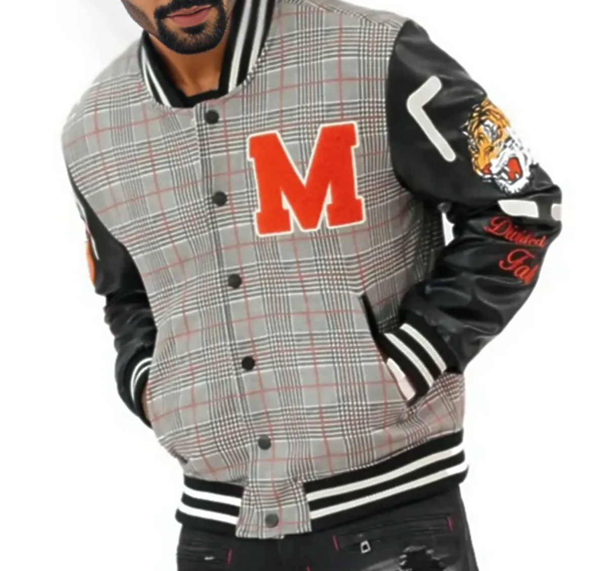 Mens Vercelli Plaid Varsity Jacket M4315